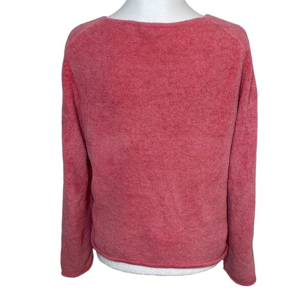 J Jill Chenille Sweater Plush Super Soft Fuzzy Long Sleeve Boatneck Pink Small - Picture 3 of 8